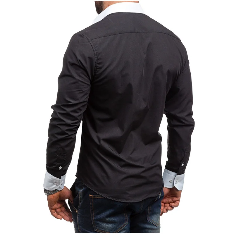 Мужская рубашка бренд 2017 мужская с длинным рукавом повседневная однотонная