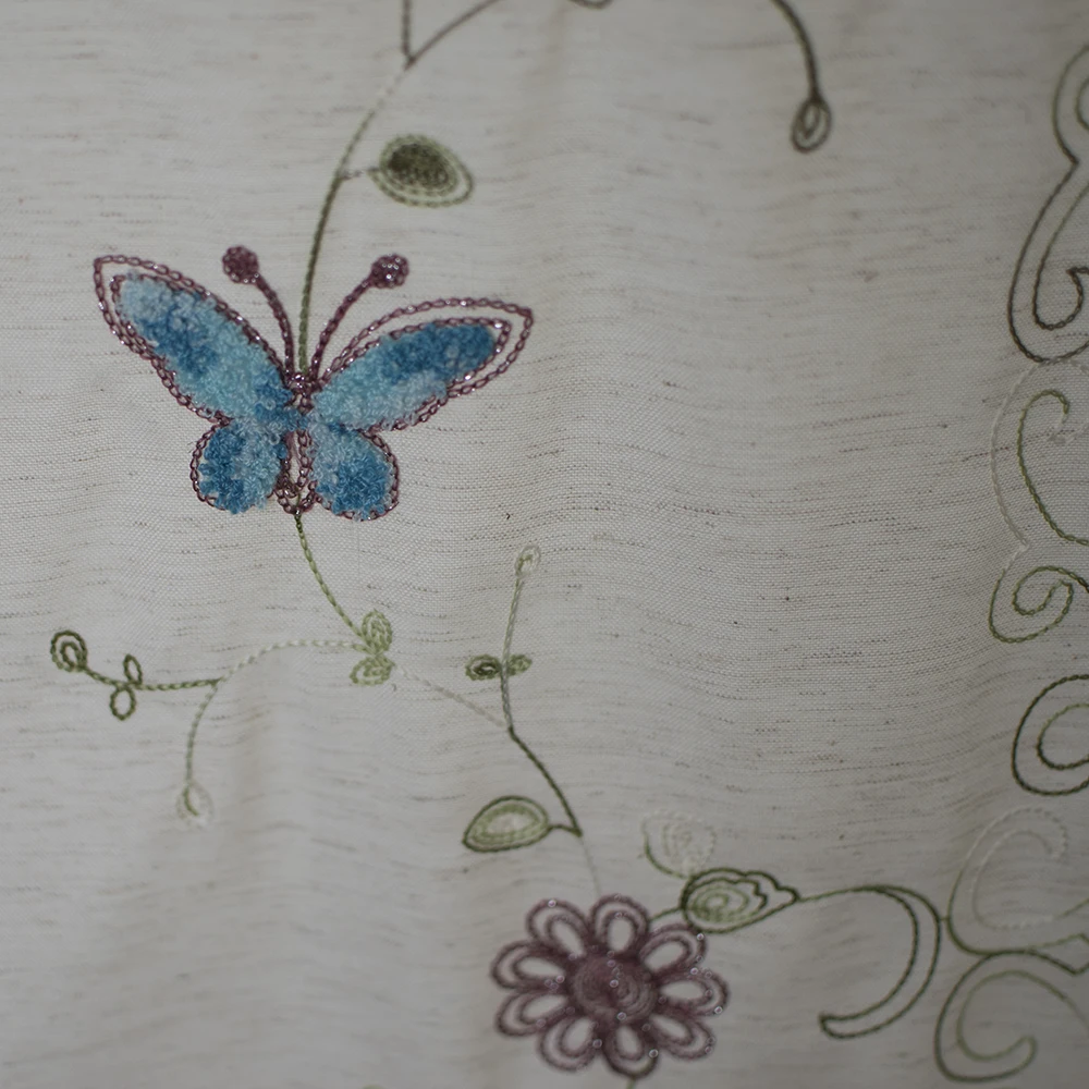 Узоры бабочки хлопковая ткань и органза шторы для спальни гостиной декоративные