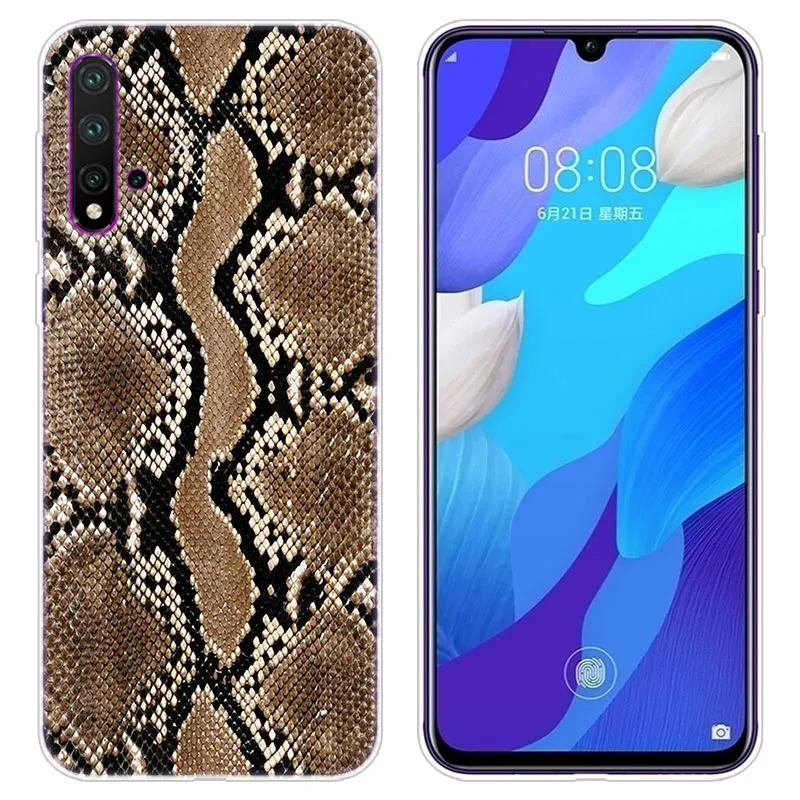 Цветной кожаный силиконовый чехол со змеиной текстурой для Huawei P30 20 Pro 10 P9 P8 Lite 2017 P