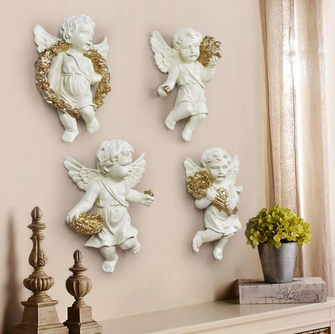 European Resin Angel Wall Holder Hanging Crafts Decoration Home Livingroom Restaurant Corridor Mural Ornament Pendant | Дом и сад