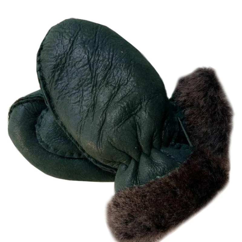 Deep green LNRRABC новые милые теплые детские варежки 1 пара осень зима толстый мех одна ручная работа перчатки для езды на мотоцикле - Цвет: Deep green