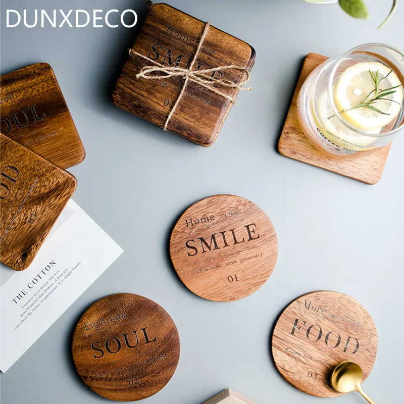 DUNXDECO настольная подставка для кофейной чашки подставки черный орех подставка из пробковой древесины коврик Современный простой художественный стол украшение 3 шт. набор