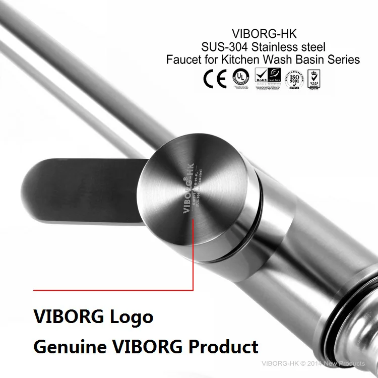 VIBORG Deluxe 304 из нержавеющей стали, без свинца, выдвижной спрей, кухонный кран, смеситель, вытяжной распылитель, кухонный кран, новая модель