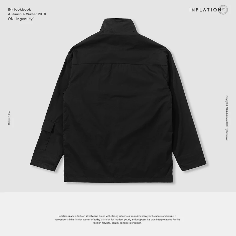 INFLATION Multi-pocket Stand Collar тонкая куртка новая осенняя мужская пальто тактическая