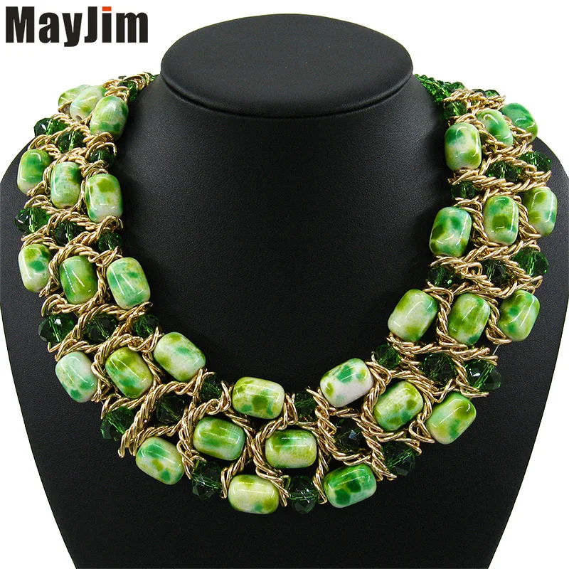 Заявление Ожерелья ручной Старинные большой кристалл и Кулоны Ювелирные Изделия