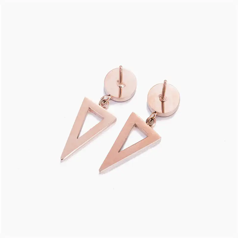 HZYMEZ Fashion Pop Titanium steel Women Earrings Hollow Triangle Stud Earring Rose Gold Color Black Acrylic Jewelry Gift | Украшения и
