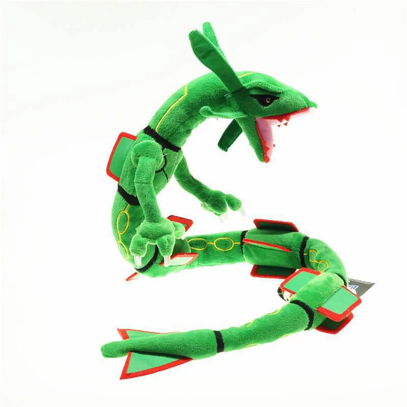 80 см длинный хвост Дракон плюшевая игрушка Мега Rayquaza 80 см зеленый и блестящий черный мягкий чучело Пикачу герои мультфильмов кукла - Цвет: 1