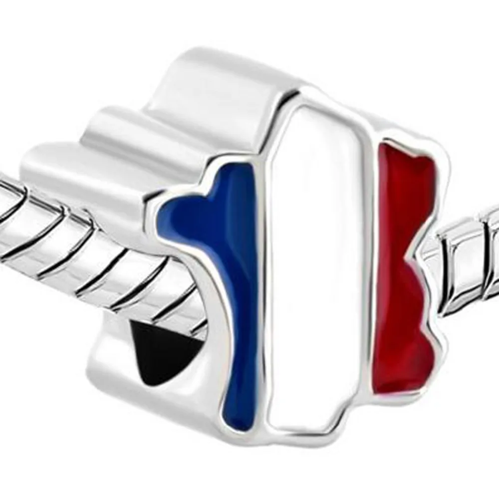 Слайд-шарм оптом Бесплатная доставка Гордость быть французским флагом страны карты Оберег удачи, подходит для браслета Pandora.