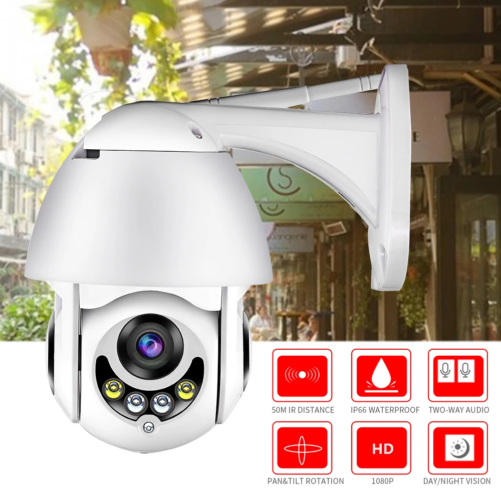 Wifi Камера уличная HD 1080P 2MP IP камера беспроводная PTZ скорость купольная CCTV Камера Безопасности s IP66 двухстороннее аудио наблюдение SD карта