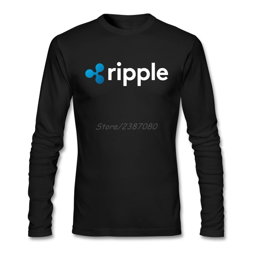 Волнистая криптовалютная футболка из хлопка с круглым вырезом Мужская длинным