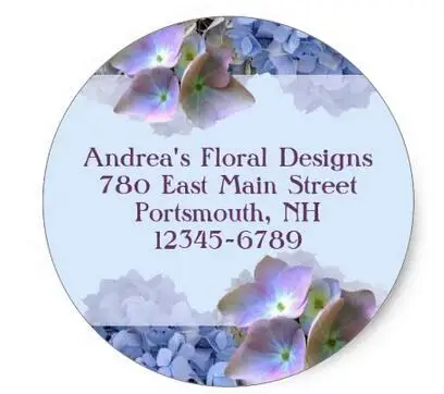 1 5 дюйма Бристоля гортензии адрес этикетки Классический круглый стикер |