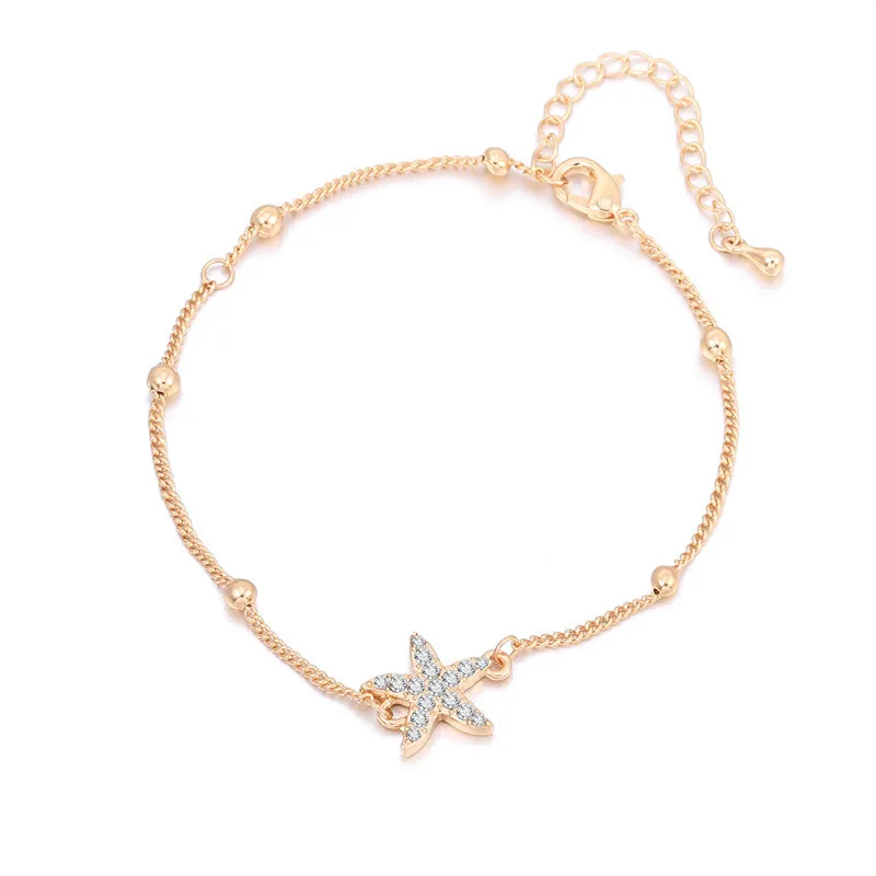 Style 2-Gold Модный Клевер украшения ножные браслеты для женщин CZ Кристалл Бабочка и круги медь лодыжки серебристого цвета пляжные женские бижутерия для ног - Окраска металла: Style 2-Gold