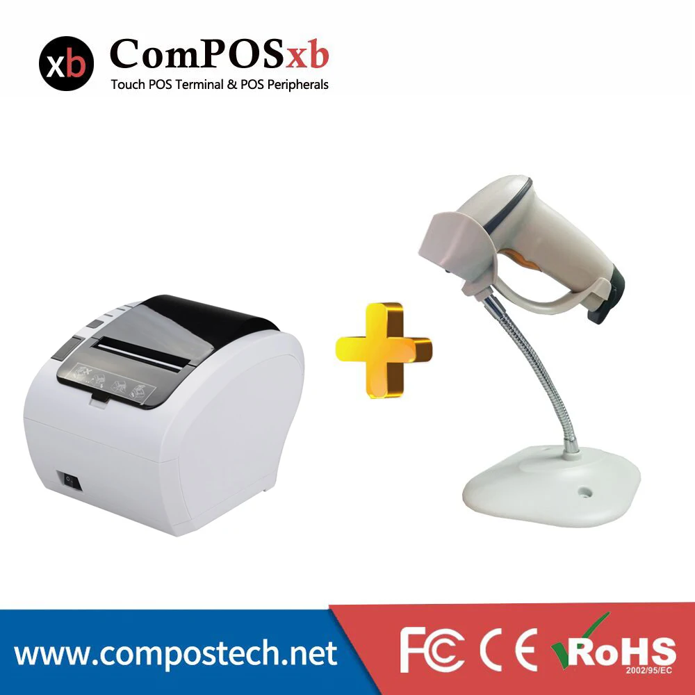 80 мм термальный принтер с резцом и ручной лазерный сканер штрих кода комплект POS