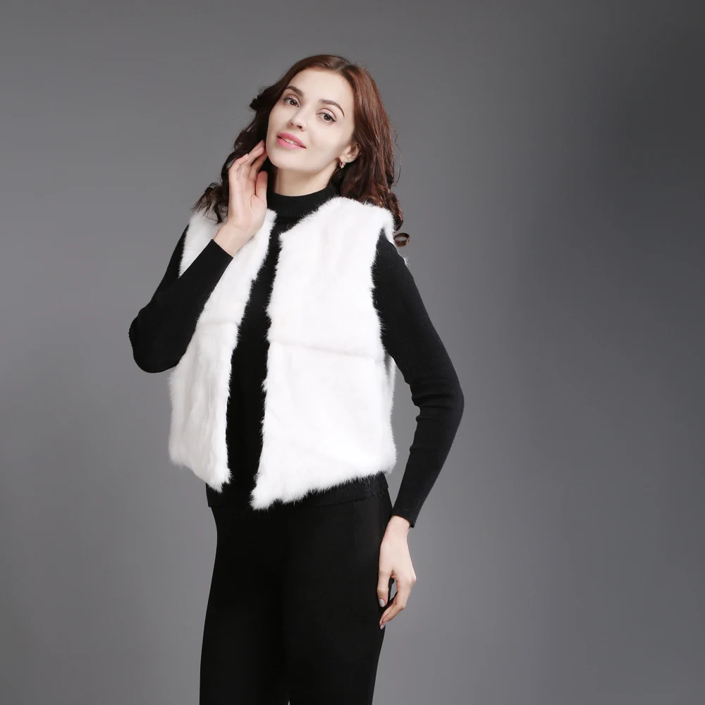 2020 брендовый Короткий стильный жилет из натурального кроличьего меха зимний