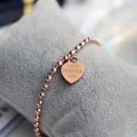 yun ruo fashion brand rose gold color heart bracelet charms 316l stainless steel jewelry woman beads chain link prevent fade