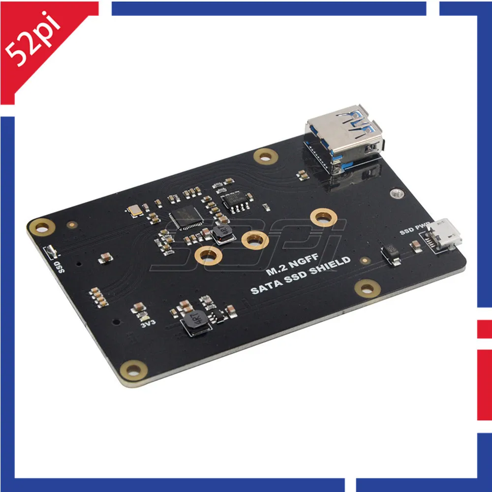 Плата расширения для хранения SSD 52Pi X860 M.2 NGFF SATA с USB 3 0 Raspberry Pi 1 Model B +/2/3 (B PLUS)