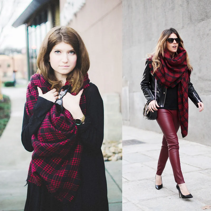 Новая зимняя шаль Модный женский квадратный шарф роскошные клетчатые