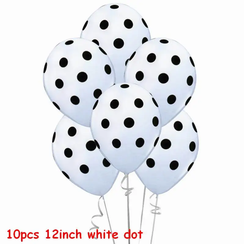 white dot 10 шт. латексные шары в черный горошек с рисунком панды из мультфильма, зеленые конфетти, Детские шары для дня рождения, украшения, принадлежности для тематической вечеринки - Цвет: white dot