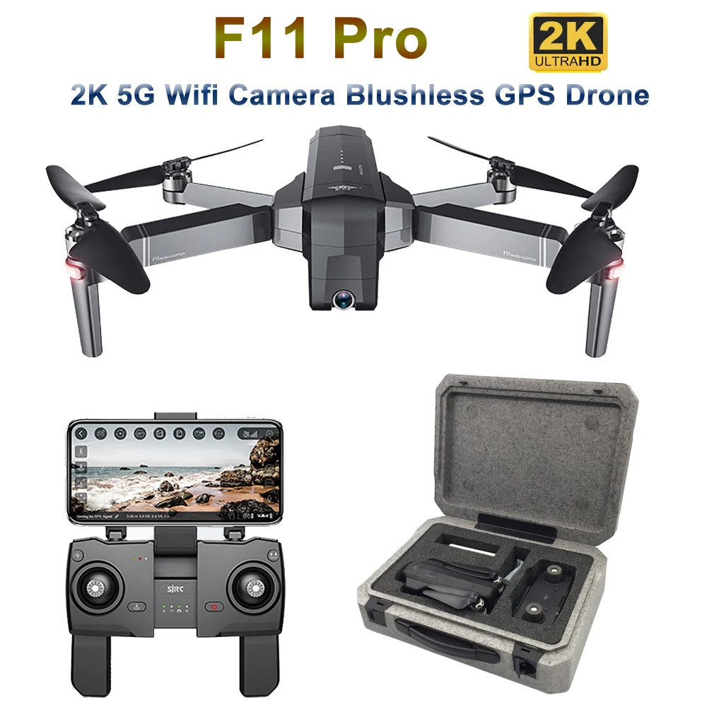 Дрон SJRC F11 Pro gps с широкоугольной камерой 2K 5G Wifi 500m FPV Бесщеточный Квадрокоптер 28