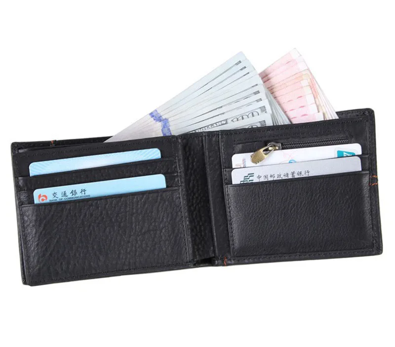 2017 High Quality Vintage 100% Guarantee Real Crazy Horse Leather Genuine Men Short Wallets Folding Purse 8064 | Багаж и сумки