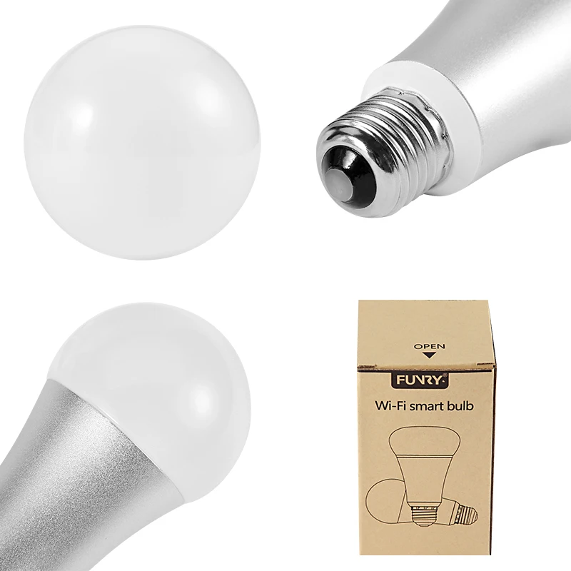 FUNRY Smart Lamp Bulb Dimmable 16 Million RBG Color LED Ambiance Night Light with Timer Mode Smartphone Voice Control |