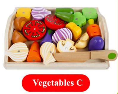 Vegetables C Детские деревянные игрушки, детские ролевые игры, кухонные головоломки, игрушки для резки фруктов и овощей, Игрушки для раннего обучения, забавные хобби - Цвет: Vegetables C