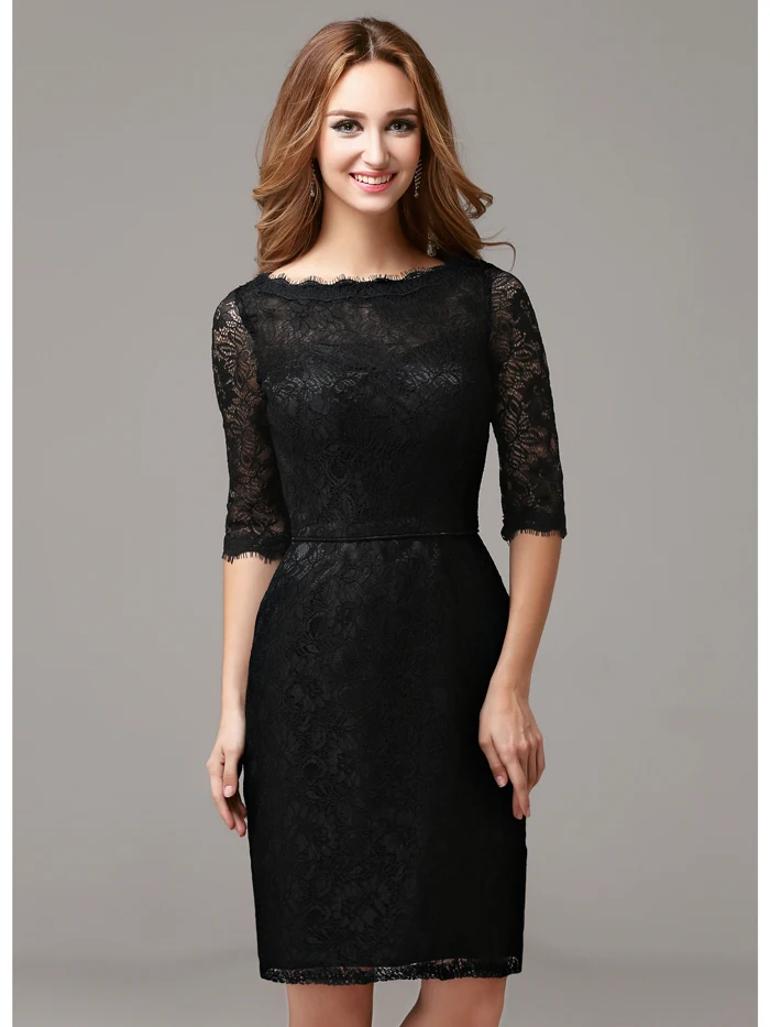 Оформление дешево-модест кружева черные платья невесты короткий период коротким
