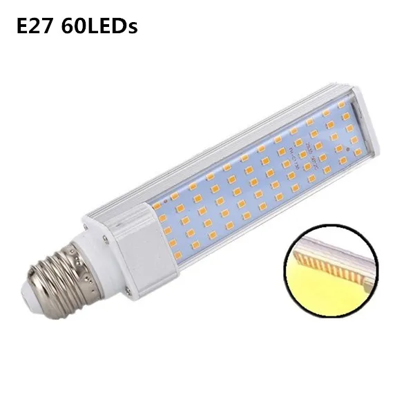 Only Bulb E27 60LED Светодиодный светильник для выращивания растений, солнечный свет, полный спектр, 45 Вт, 50 Вт, 60 Вт, E27, с двойной головкой, гибкая лампа для теплицы, цветок, Фито, лампа EU/US - Испускаемый цвет: Only Bulb E27 60LED
