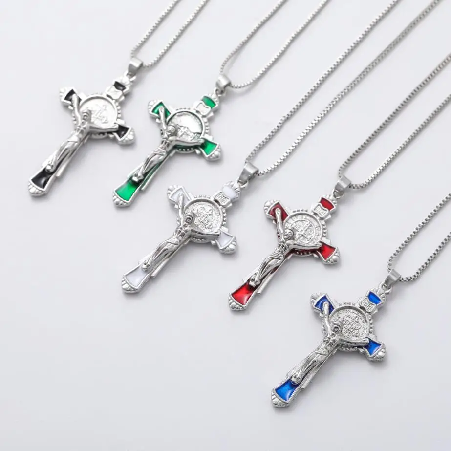 20 шт. 5 цветов эмалированный крестообразный распятильник модное ожерелье 24