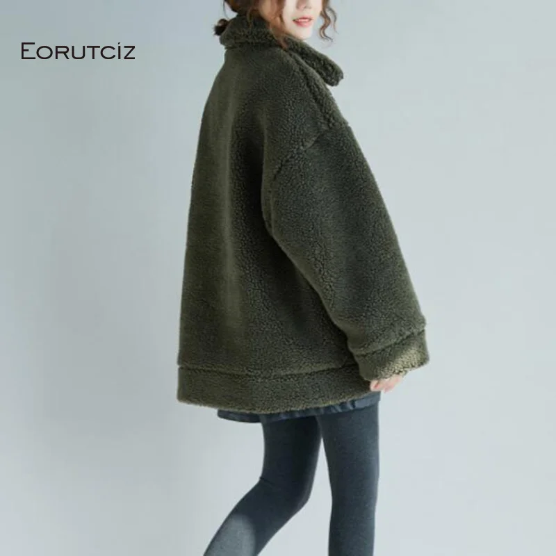 EORUTCIZ зимняя бархатная куртка женская теплая парка Толстая флисовая оверсайз