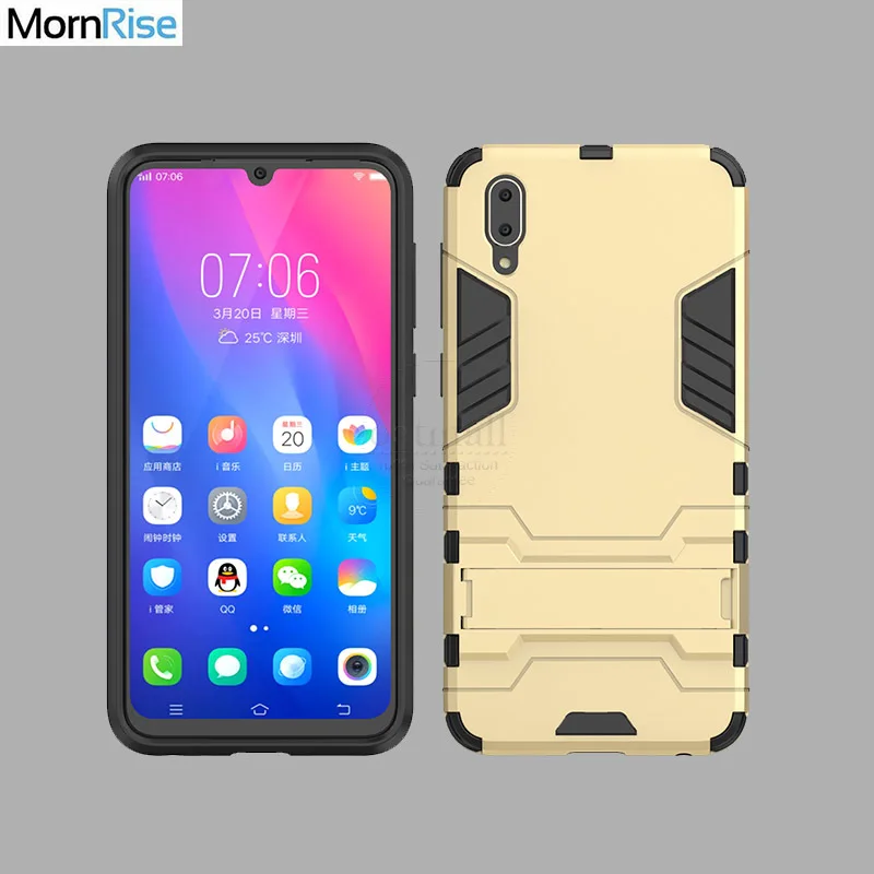 Новый двухслойный жесткий гибридный защитный чехол для VIVO Y97 с подставкой из ПК +