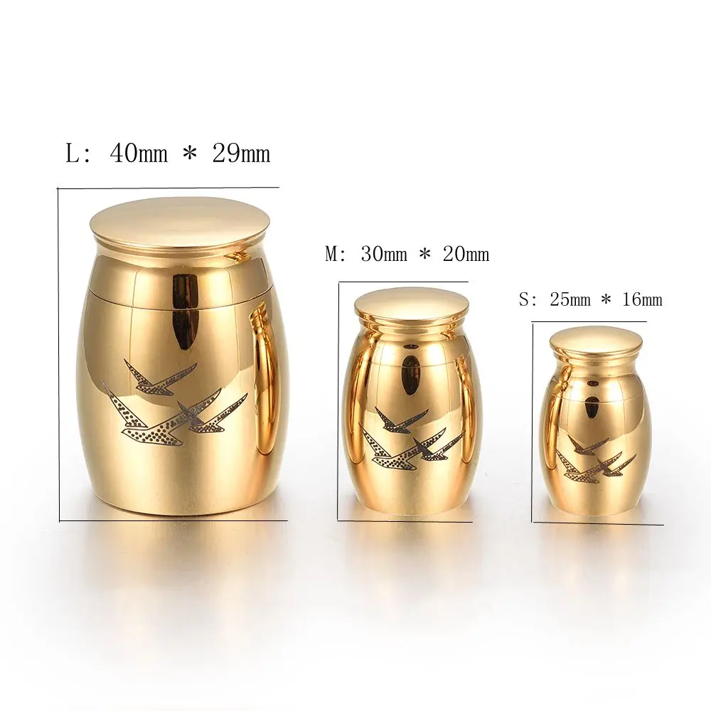 

IJU016 Free Engravable Gold Color Highly Polished Stainless Steel Mini Cremation Urn Memorial Ashes Urn for Pet/Human