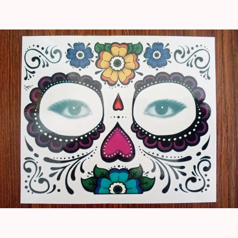 Временная тату маска для лица 2 шт. с сахарным черепом бесплатная доставка