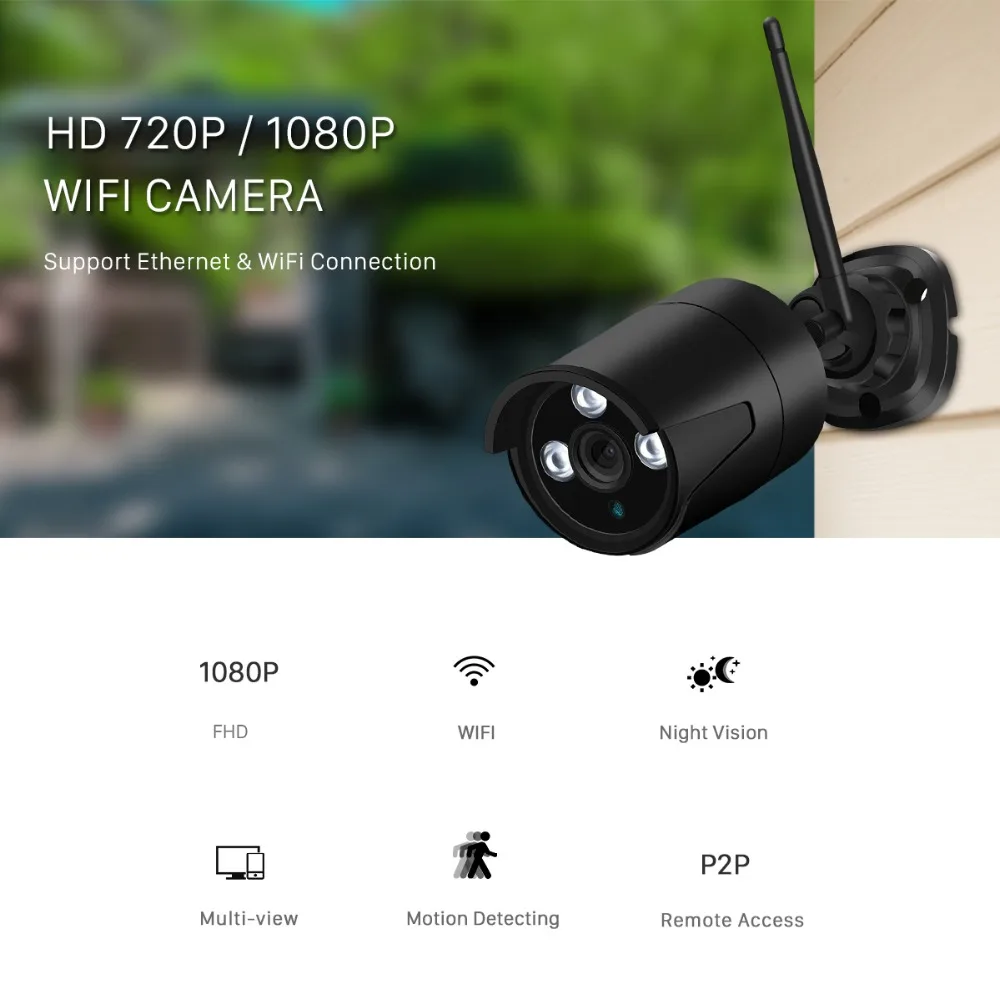 720P 960P 1080P Wi Fi IP камера 2.0MP HD Сеть 1.0MP беспроводная Onvif ночного видения металлическая