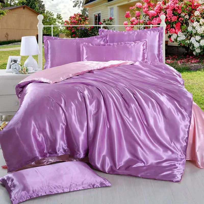 purple LOVINSUNSHINE роскошный комплект постельного белья Королева пододеяльник набор шелковое одеяло комплект постельного белья AB04 - Цвет: purple
