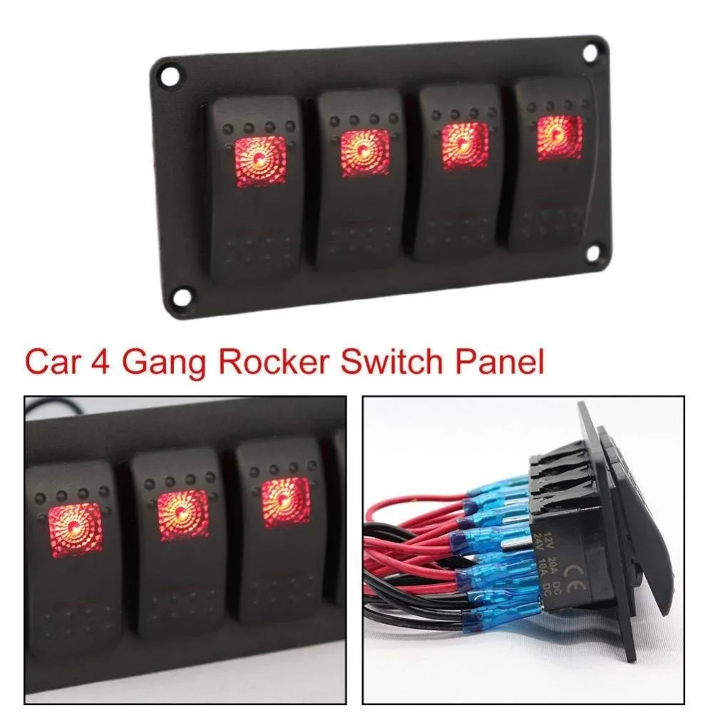 4 Gang для водного спорта Кулисные Переключатели Панель 12v/ 24v морской