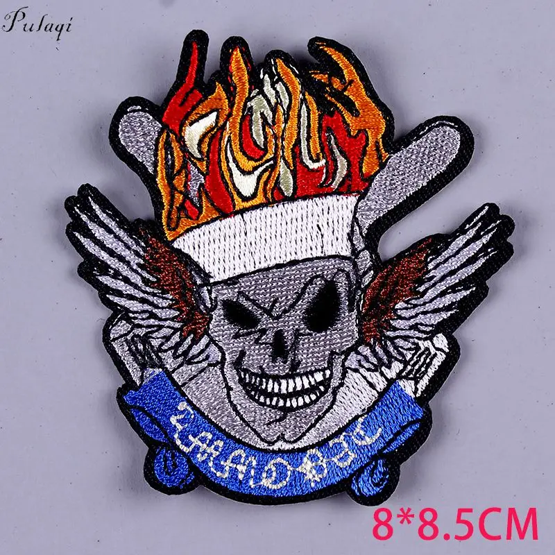 5P-PE2713CT Pulaqi череп рок-группы патчи для одежды DIY Полоса вышитые железные нашивки на одежду металлические музыкальные Значки для рюкзаков - Цвет: 5P-PE2713CT