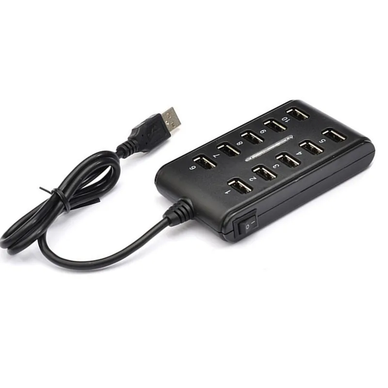 Портативное USB зарядное устройство 2,0 концентратор разветвитель 10 портов USB несколько концентраторов высокая скорость 480 Мбит/с Usb комбо для ноутбука компьютера мобильного телефона GT