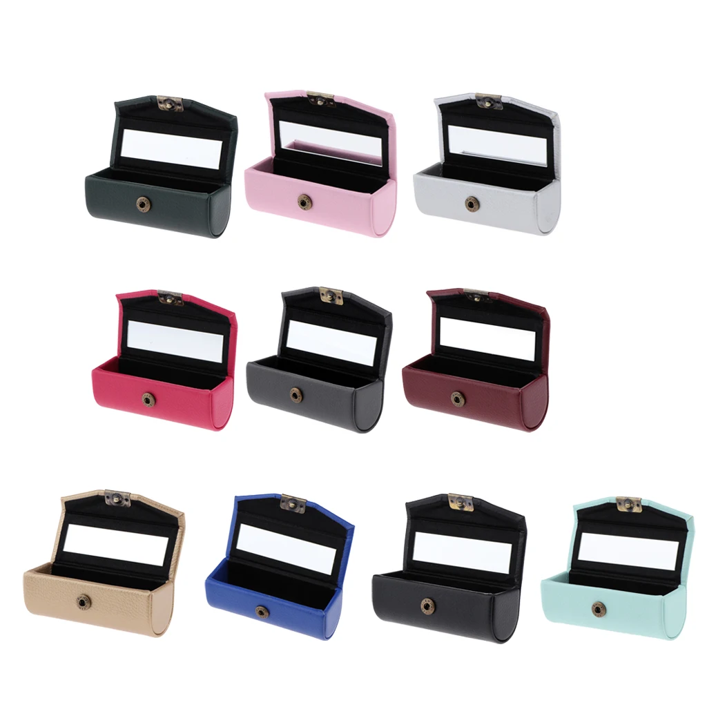 

Girls Gift, Premium PU Leather Lipstick Organizer Case - 10 Pcs 10 Colors Holder Boxes - Durable Cosmetic Storage Kit w/ Mirror
