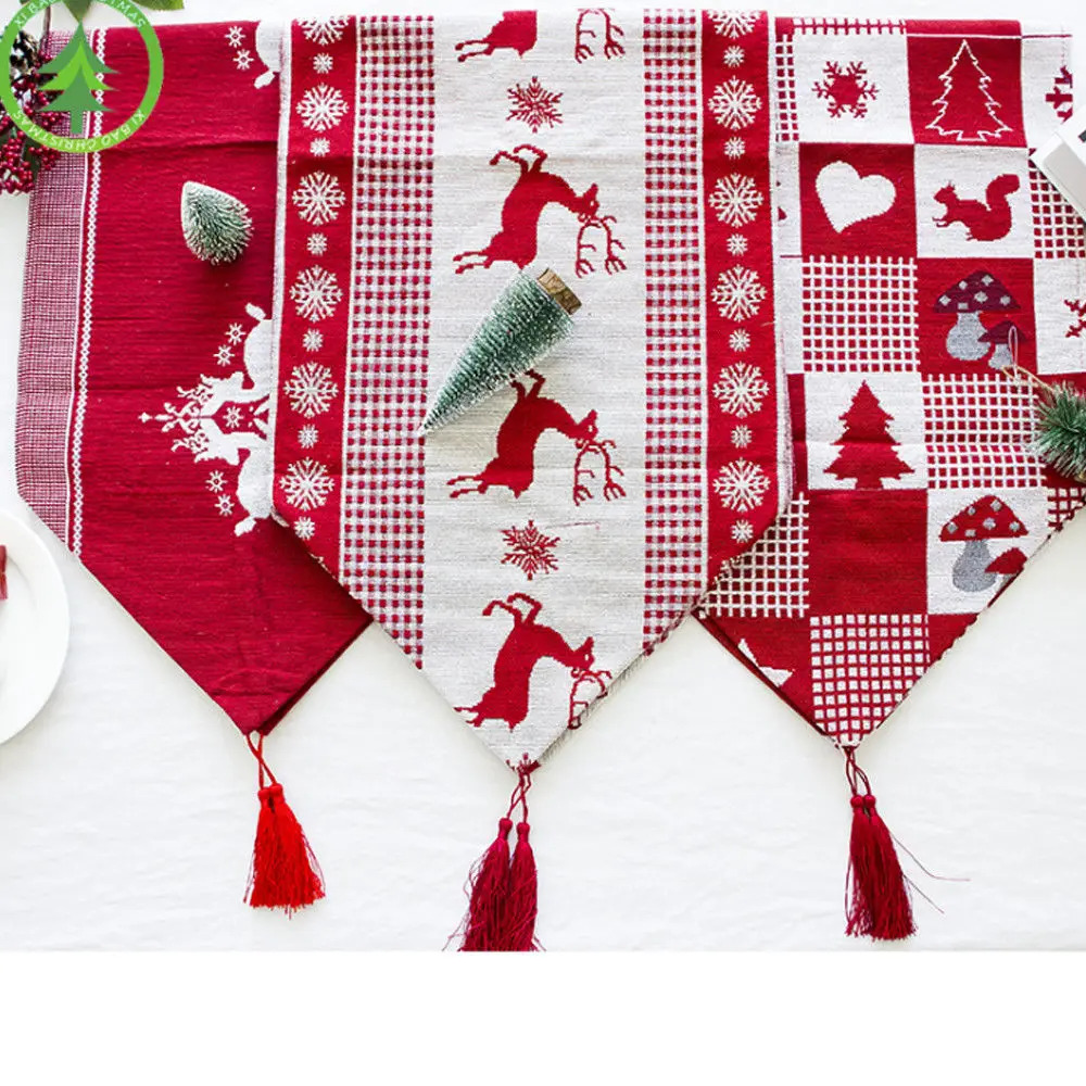 С рождественским принтом Настольная дорожка салфетки скатерть коврик Санта