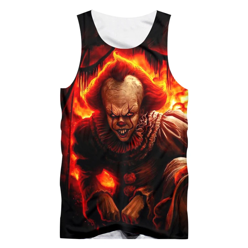 Летний мужской жилет OGKB майка с 3D принтом в виде пламенного Джокера Стильная