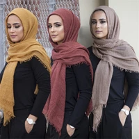 jtvovo runmeifa 2021 new muslim cotton and linen folds thin hijab frilled breathable women shawl islamic fashion accessories cap