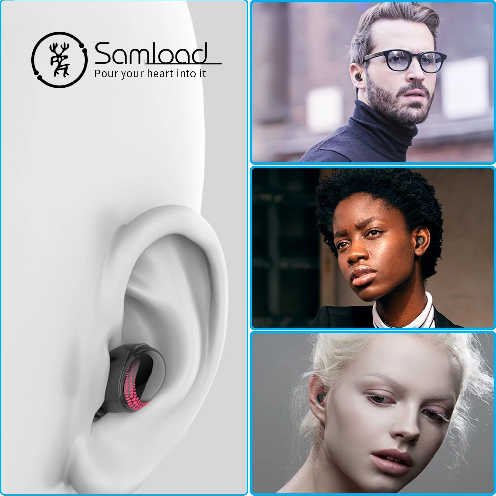 Samload HIFI Bluetooth 5,0 наушники сенсорные вкладыши Tue беспроводные наушники со светодиодный дисплей 3000 мАч Зарядное устройство поддерживает внешний аккумулятор