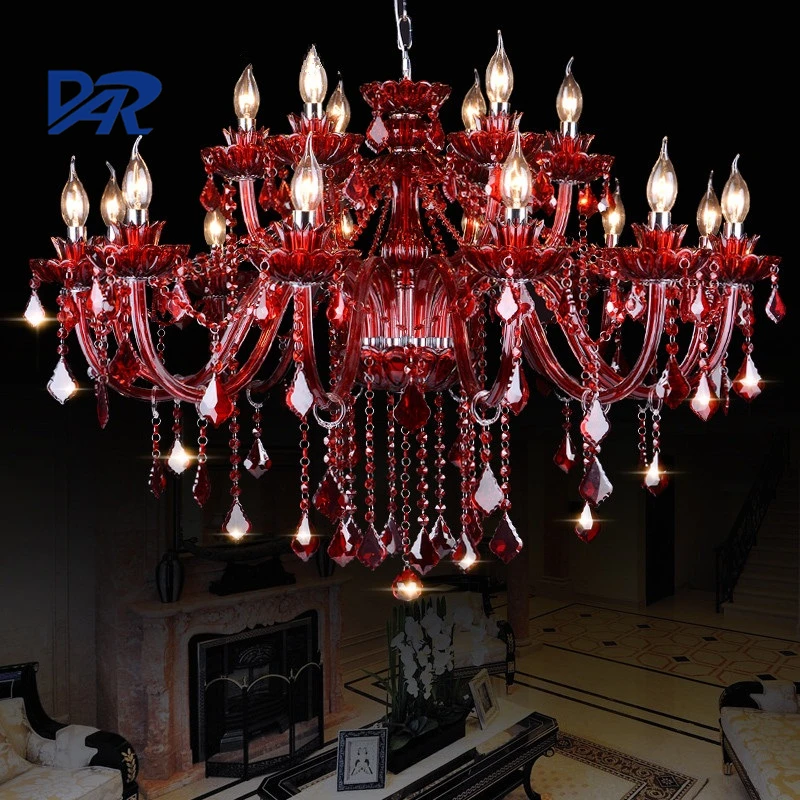Европейские Роскошные хрустальные люстры K9 красного цвета для столовой гостиной