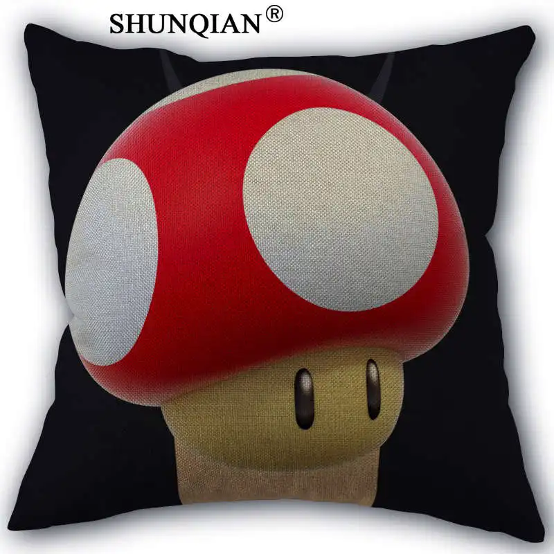 

Linen Cotton Cartoon mushroom head character Pillow Cover Custom Print Home Decorative Pillows Cases 45x45cm one side WJY417-8
