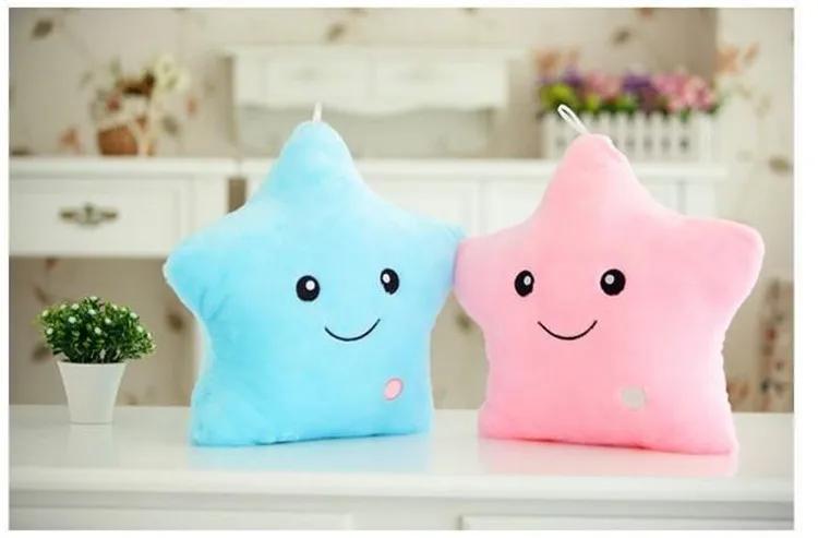 1 шт., 38 см, Kawaii, плюшевая подушка, светящаяся Подушка, светодиодный светильник, подушка, Горячие Красочные сверкающие звезды, детские игрушки, рождественский подарок, подарки на день рождения