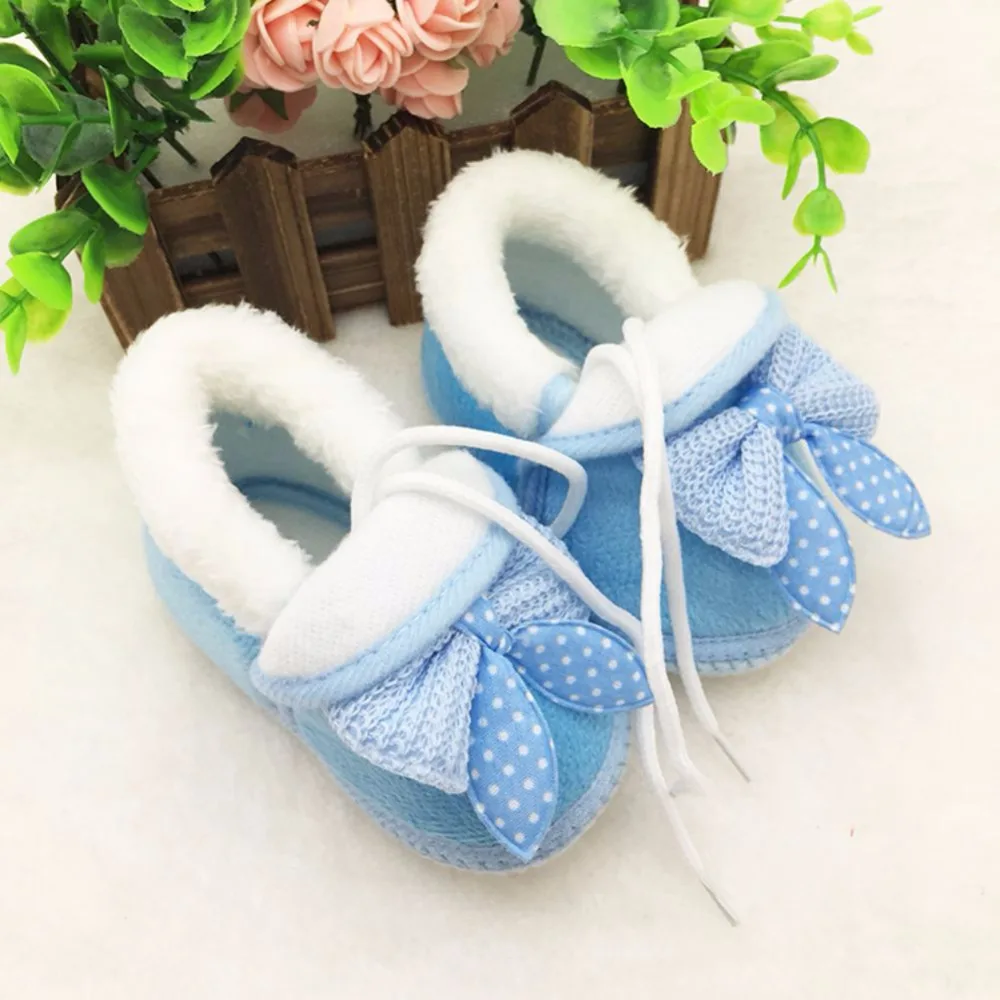 WEIXINBUY Cute Infant Girls Winter Warm Bow Snow Shoes Baby Soft Bottom Walker Crib Boots Toddler Booties |