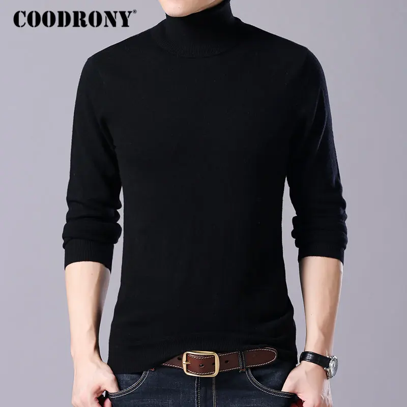 Бренд COODRONY, свитер для мужчин, Повседневный, водолазка, для осени и зимы, мериносовая шерсть, свитера, теплый кашемировый пуловер для мужчин, 93004