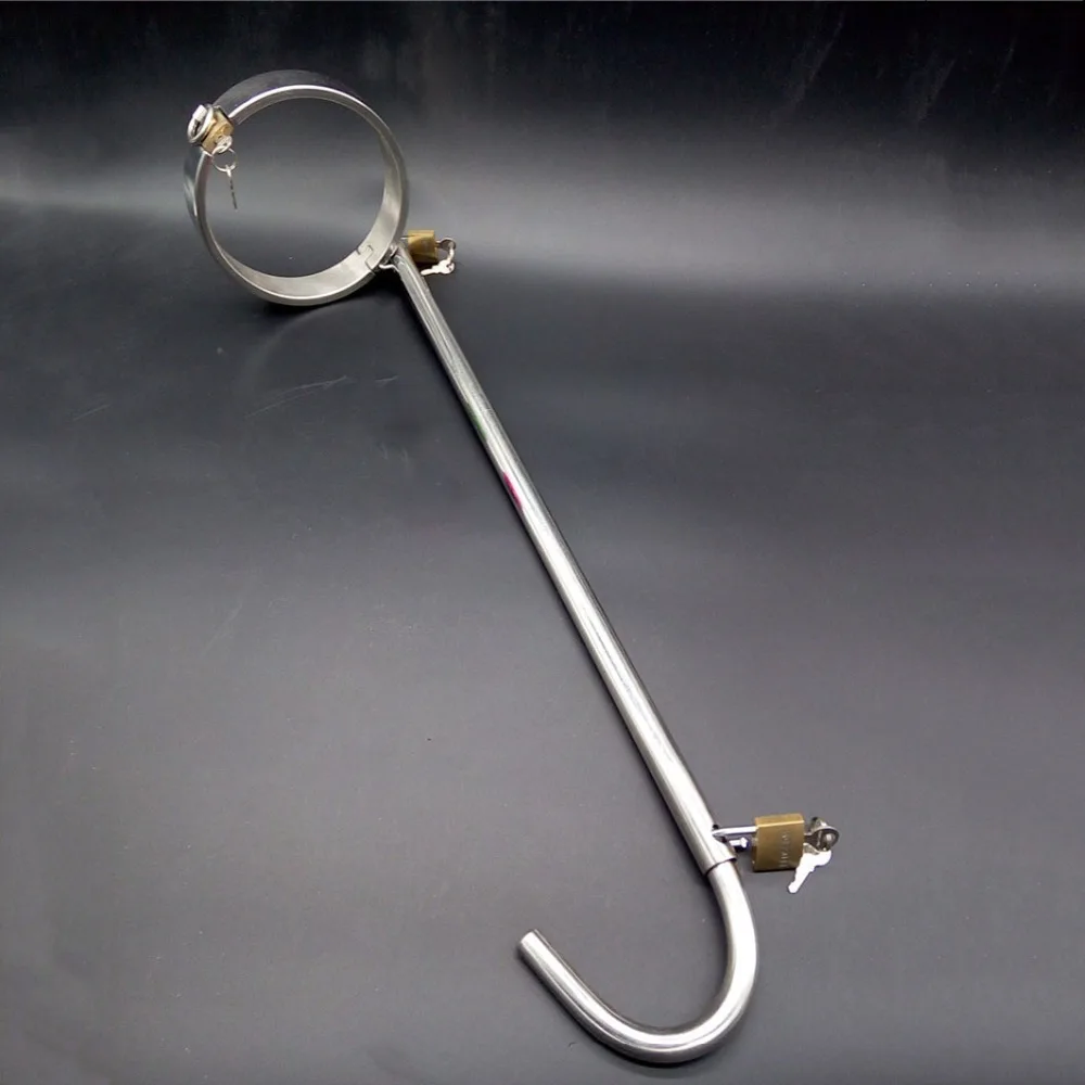 Горячее качество нержавеющая сталь БДСМ бондаж шейный воротник анальный крючок