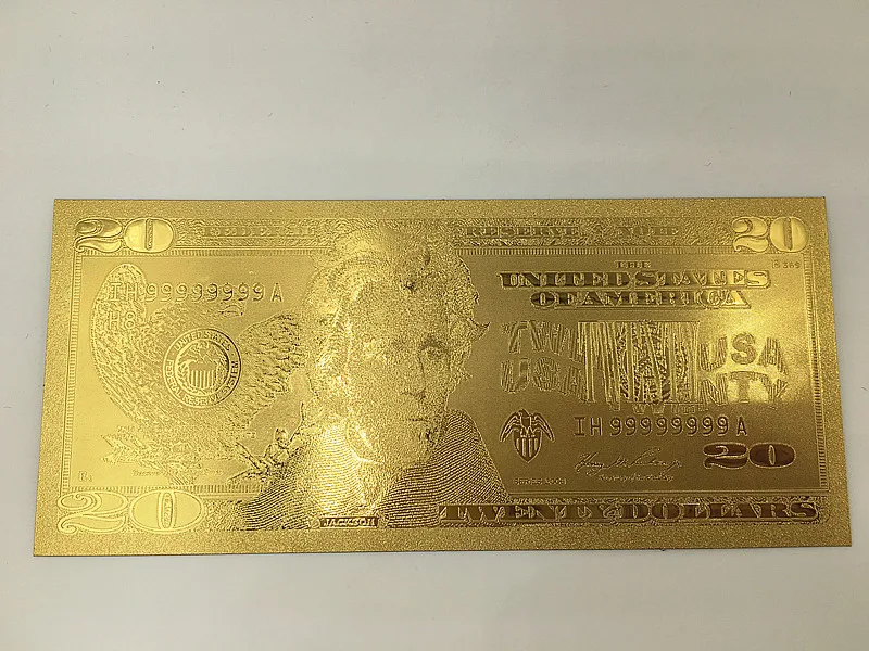 Metal Craft US Gold Foil Banknotes 20 USD World Paper Money Collections Wedding Gift | Дом и сад